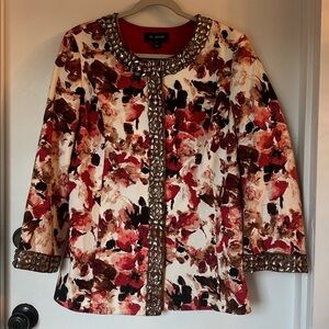 St. John Silk Blend‎ Jeweled floral Jacket size 10